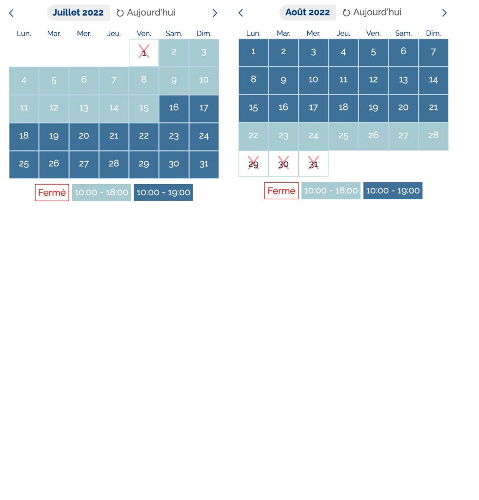 calendrier date ouverture aqualand port leucate 2022 horaire du jour 