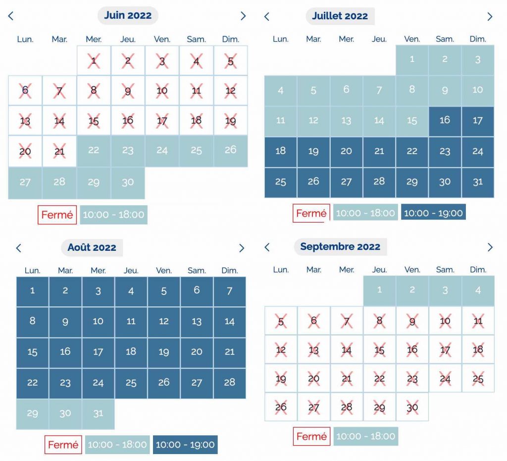 calendrier ouverture aqualand st-cyr-sur-mer, horaire d'ouverture 2022