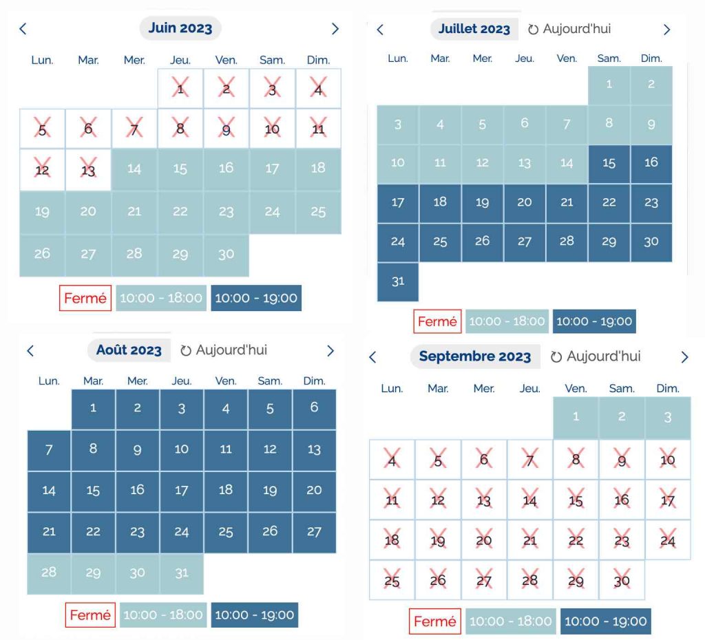 calendrier ouverture Aqualand St Cyprien 2023 - Date et horaires du jour