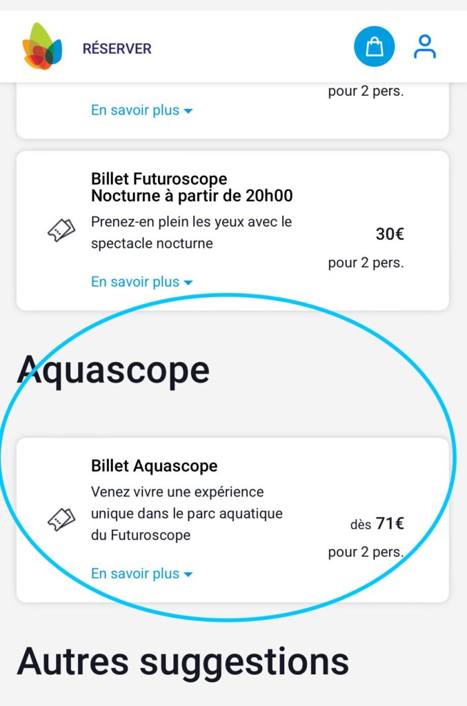 procedure achat billet aquascope du Futuroscope