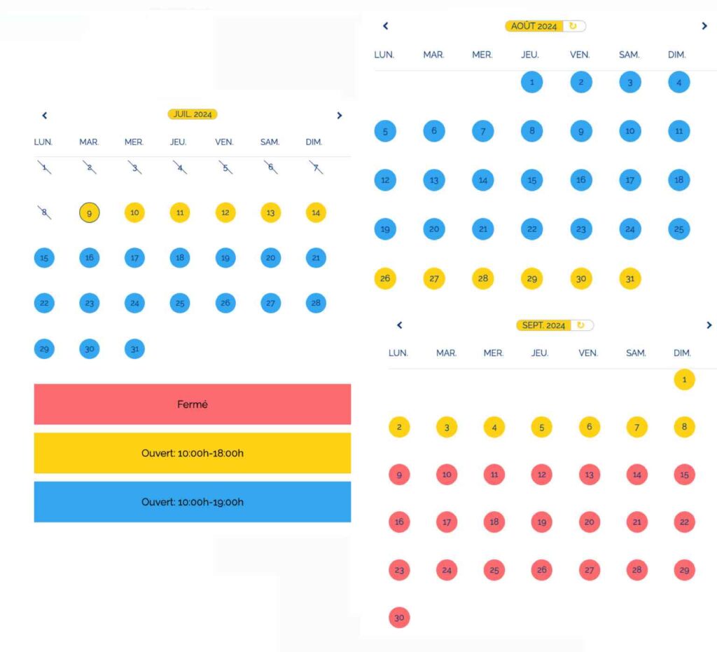 calendrier d'ouverture et horaire / affluence du parc aquatique Aqualand Saint Cyr-sur-mer 2024