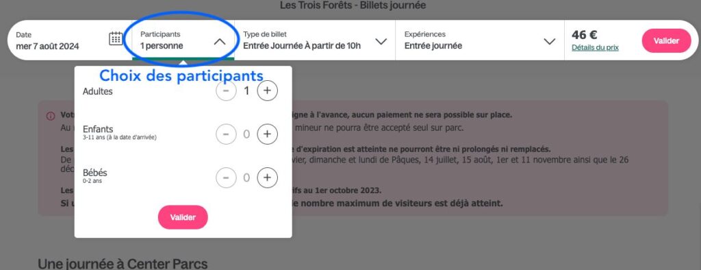 achat billet aqua mundo journée participants