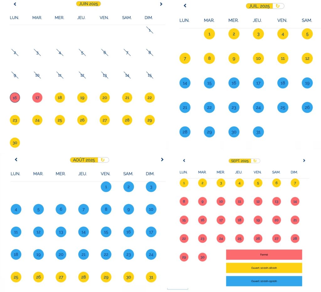 Calendrier d'ouverture, horaire et affluence Aqualand Arcachon 2025